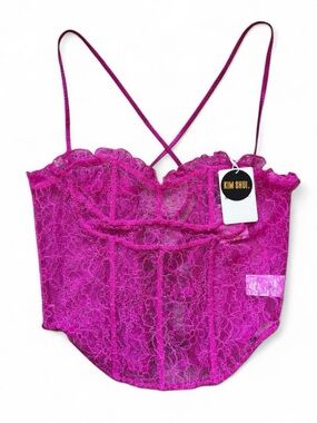 Kim Shui Hot Pink Lace Corset Cami